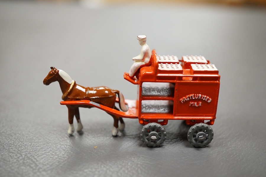 Ten boxed Matchbox Series 1-75 regular wheels vehicles; 1; Aveling Barford Road Roller, 3; Cement Mixer, 4; Massey Harris Tractor, 6; Quarry Truck (flaps on one end reattached with tape repair), 7; Horse drawn milk float